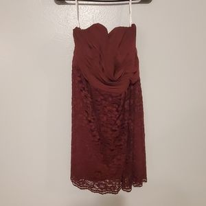 Wine color Strapless bridesmaid dress